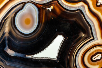 Macro stone Agate mineral on white background