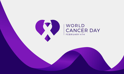 Flat world cancer day logo design template