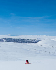 Fototapeta na wymiar skiing in the big mountains of Sweden