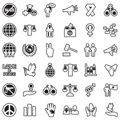 Human Rights Icons. Line With Fill Design. Vector Illustration.