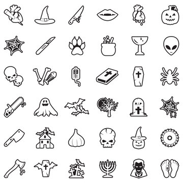 Horror Icons. Line With Fill Design. Vector Illustration.