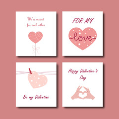 Fototapeta na wymiar Cute and romantic Valentine s Day greeting cards