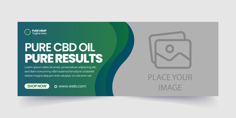 Hemp Oil Product and CBD oil  or cannabis sativa Facebook  timeline Cover template Design