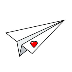 Paper plane with heart. Vecor clip art