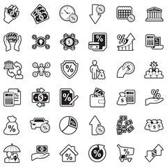 Loan Icons. Line With Fill Design. Vector Illustration.