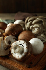 Concept of tasty food with mushroom, close up