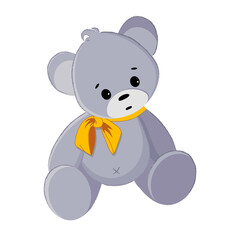 Vector illustration of a cute teddy bear. Gift toy for Valentines day, birthday, Christmas, holiday. Doodle.