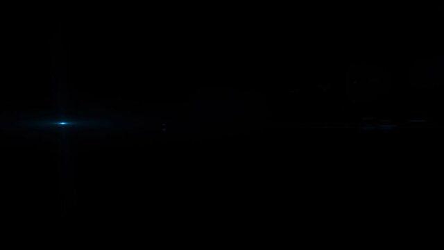 Skyblue flare moving on black background 4k footage, Optical flare moving footage
