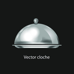 Tray food metallic cloche vector
