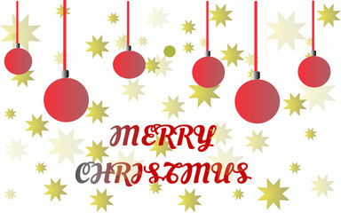 Christmas card with balls.Merry christmas vector illustration  with star background. Firework display colorful for holidays. Happy new year 2022