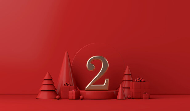 The 12 days of christmas. 2nd day festive background. 3D Render