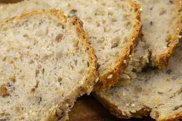 sliced homemade bread with seeds 