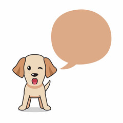 Cartoon character labrador retriever dog with speech bubble for design.