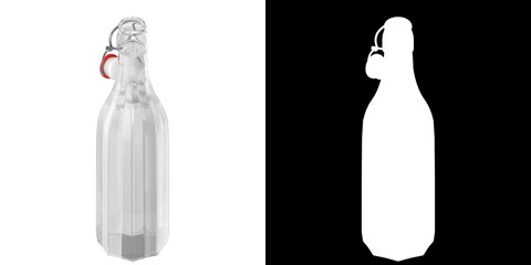 3D rendering illustration of a bottle with bracket closure open