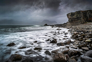 Elgol Beach and Waves with Long Exposure