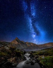Welsh Mountain and Lake View with Milk Way