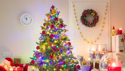 christmas tree decorated at home