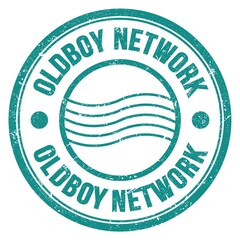 OLDBOY NETWORK text written on blue round postal stamp sign