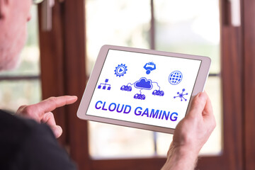 Cloud gaming concept on a tablet