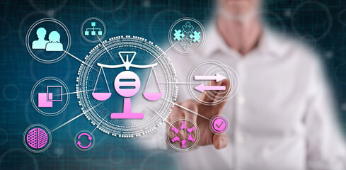 Man touching an equality concept