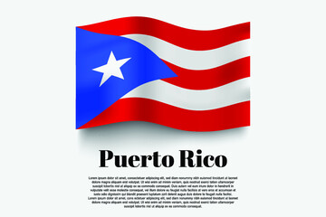 Puerto Rico flag waving form on gray background. Vector illustration.