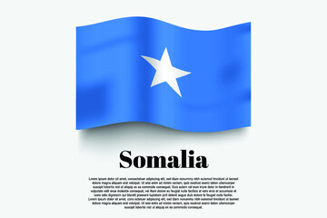 Somalia flag waving form on gray background. Vector illustration.