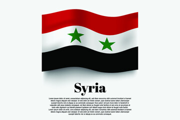 Syria flag waving form on gray background. Vector illustration.