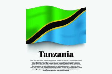 Fototapeta premium Tanzania flag waving form on gray background. Vector illustration.