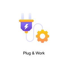 Plug & Work vector Gradient Icon Design illustration. Digitalization and Industry Symbol on White background EPS 10 File