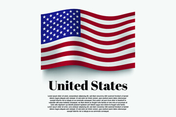 United States flag waving form on gray background. Vector illustration.