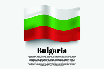 Bulgaria flag waving form on gray background. Vector illustration.