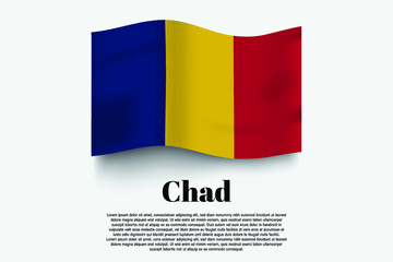 Obraz premium Chad flag waving form on gray background. Vector illustration.