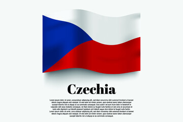 Czechia flag waving form on gray background. Vector illustration.