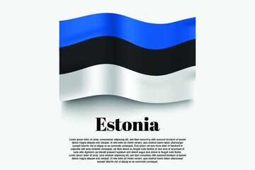 Estonia flag waving form on gray background. Vector illustration.