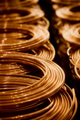 COPPER FACTORY. CLOSE UP, DETAIL OF COPPER High quality photo