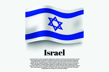 Israel flag waving form on gray background. Vector illustration.