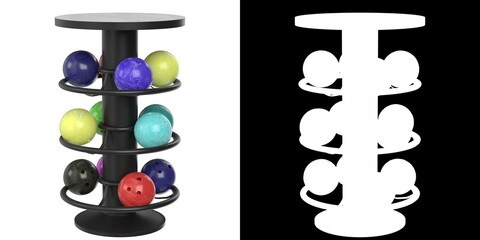 3D rendering illustration of a bowling table rack