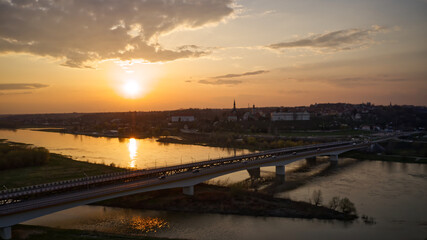 Fototapeta na wymiar Zachód słońca w Sandomierzu.