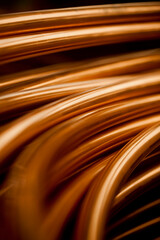 COPPER FACTORY. CLOSE UP, DETAIL OF COPPER High quality photo