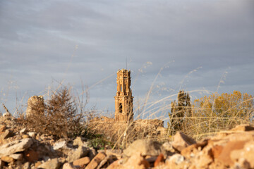 Ruins of the town of Belchite, scene of one of the symbolic battles of the Spanish Civil War, the...