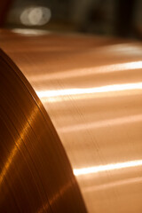 COPPER FACTORY. CLOSE UP, DETAIL OF COPPER High quality photo