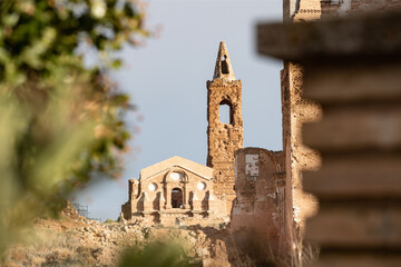 Ruins of the town of Belchite, scene of one of the symbolic battles of the Spanish Civil War, the...