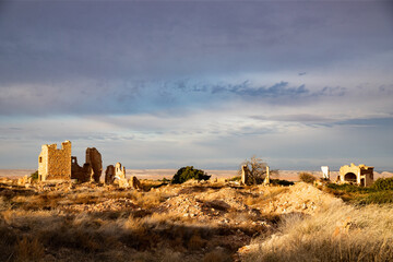 Ruins of the town of Belchite, scene of one of the symbolic battles of the Spanish Civil War, the...