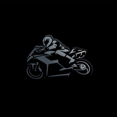 Motorbike rider, motorcycle racing illustration vector in black background