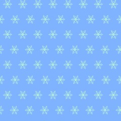 Seamless pattern with snowflakes vector drawing, blue background 