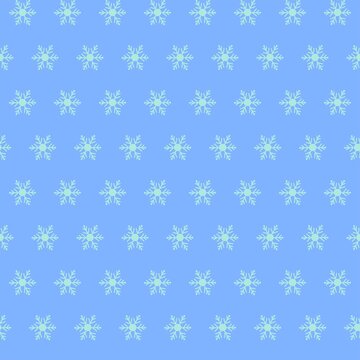 Seamless pattern with snowflakes vector drawing, blue background 