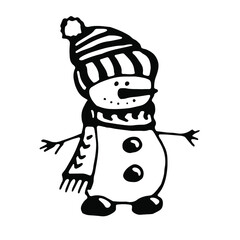 Snowmen. Vector clipart. Hand drawn