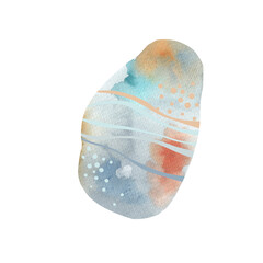 Sea pebbles watercolour as design elements. Sea stones blue. Sea rocks. Hand drawn painting. Isolated on white background.