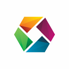 full color hexagon spin logo design