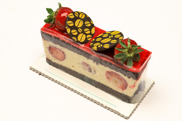 strawberry cake isolated on white background